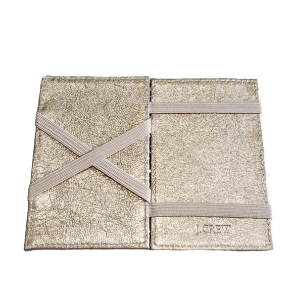 J. Crew Silver Glitter Card Case Multi-Use Metallic Leather Interior - Picture 6 of 6